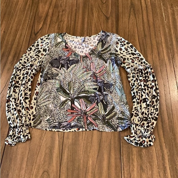 Anthropologie Blank London Sibley Safari Cheetah Print Blouse Size extra Small - Picture 1 of 11